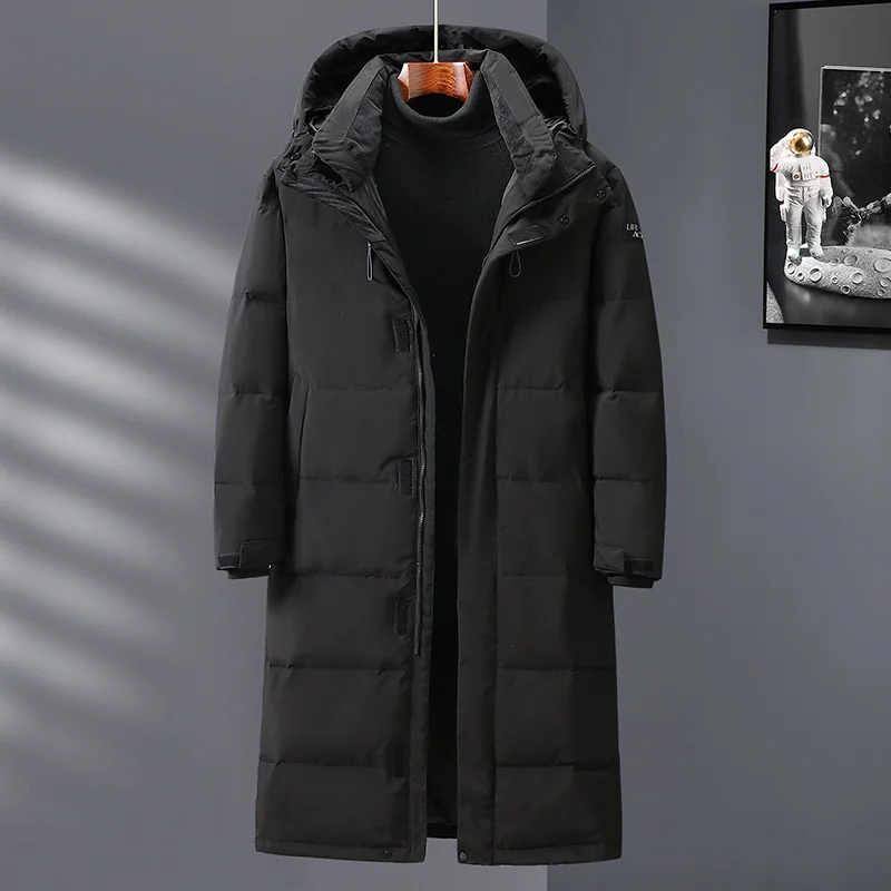 

Fashion Winter Down Jackets Men Hooded Thicken Warm Men's White Duck Coats Black/White Puffer Jacket High Quality Overcoat