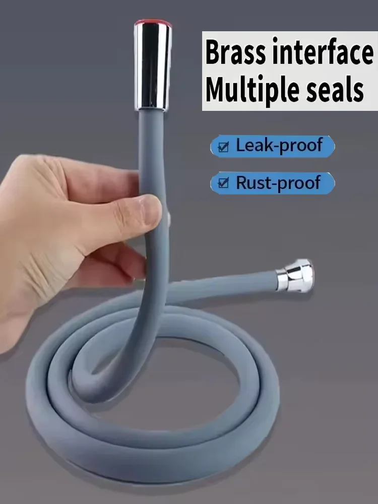 

New 1.5/2/3M Silicone Shower Head Hose Flexible Anti-Winding Pipe High Pressure Powerful Shower Tube Bathroom Faucte Accessories