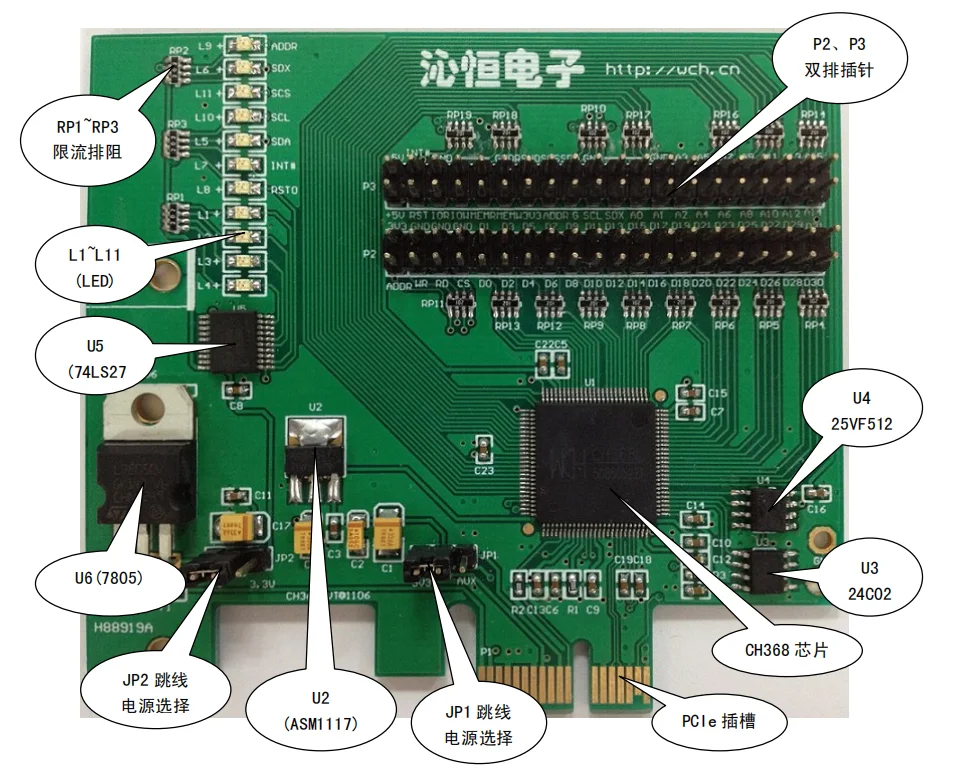 Ch368 entwicklungs board pcie bus high-speed echtzeit CH368L-EVT bewertungs karte – Detail 4