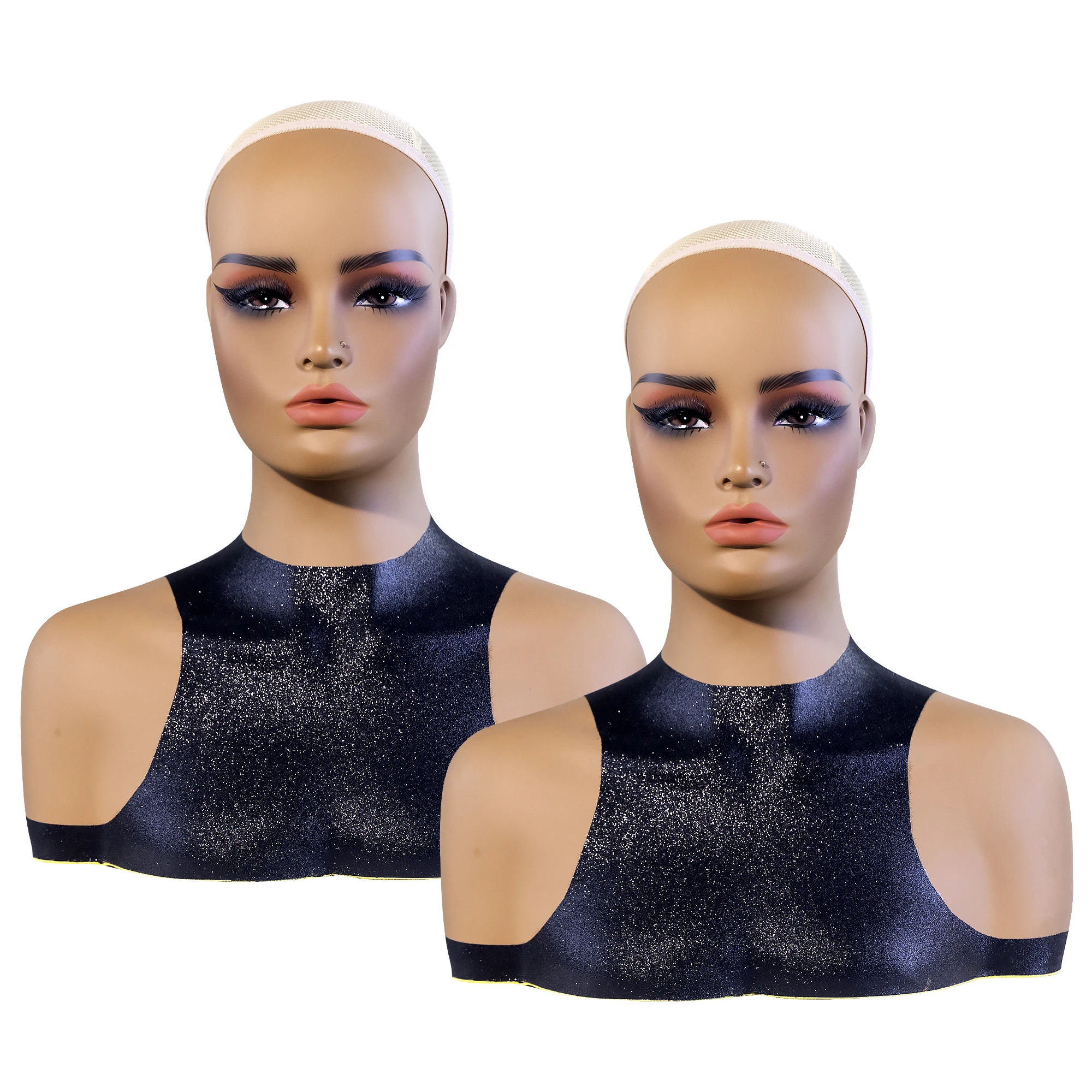 2 PC USA Warehouse Free Shipping Simulated female mannequin head with shoulders, featuring standard head and chest circumference, ideal for displaying wigs, cosmetics and beauty accessories.