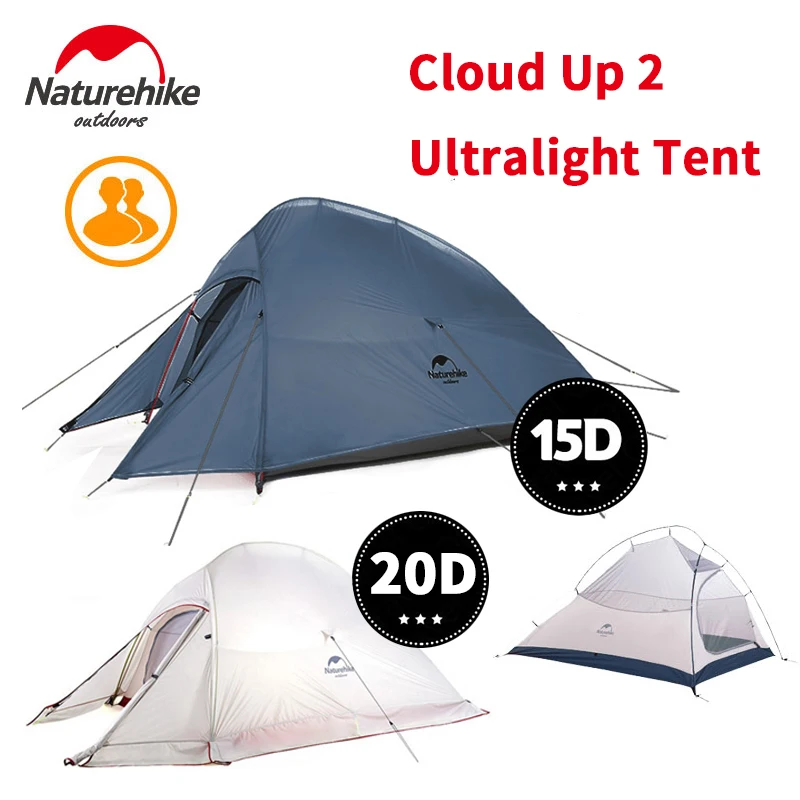 Naturehike Cloud Up 2 Camping Tent Double Person Tourist Tent Ultralight 20D Silicone Waterproof Outdoor Hiking Tent Backpacking