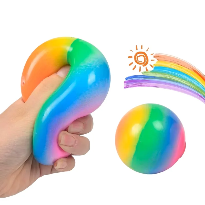 Bola de farinha que muda de cor, 6cm, brinquedo de descompressão, bola de arco-íris tpr para crianças, ventilação, brinquedo de alívio do estresse não amassável