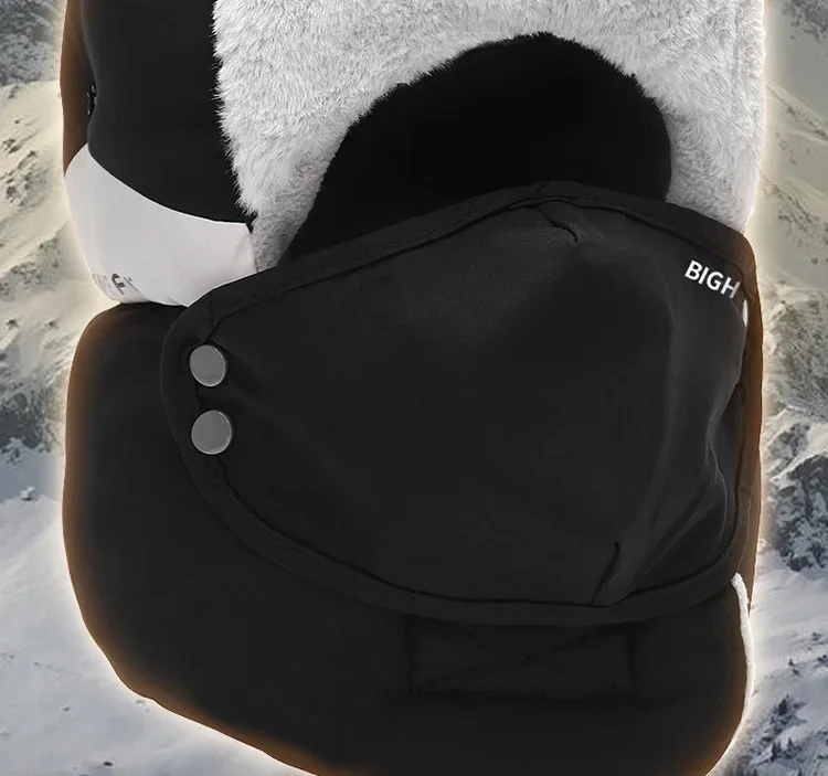 Exported to Russia, sub-zero warm imitation down Lei Feng hat, winter cold protection ear mask integrated windshield hat