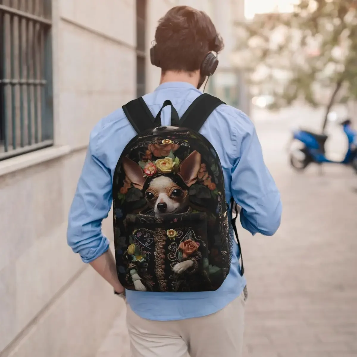 Vintage Portrait Chihuahua Rococo Dress Backpack Boys Girls BookBag Children School Bag Computer Shoulder Bags for Men Women