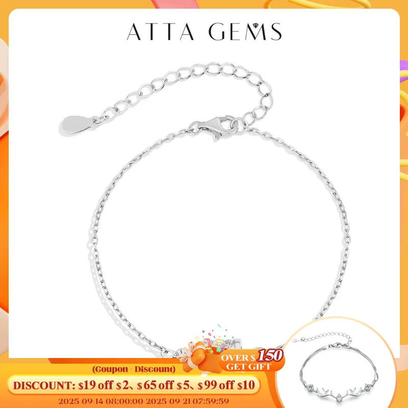 

ATTAGEMS Minimalist Moissanite Bracelet for Men Women VVS1 Diamond Real S925 Silver Round Wheel Party Wedding New Year Gift 16+5