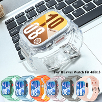 2 in 1 Silicone Band+Case For Huawei Watch Fit 4 Smartwatch Transparent Strap For Huawei Watch Fit 3 Fit 4 Sport Bracelet Correa
