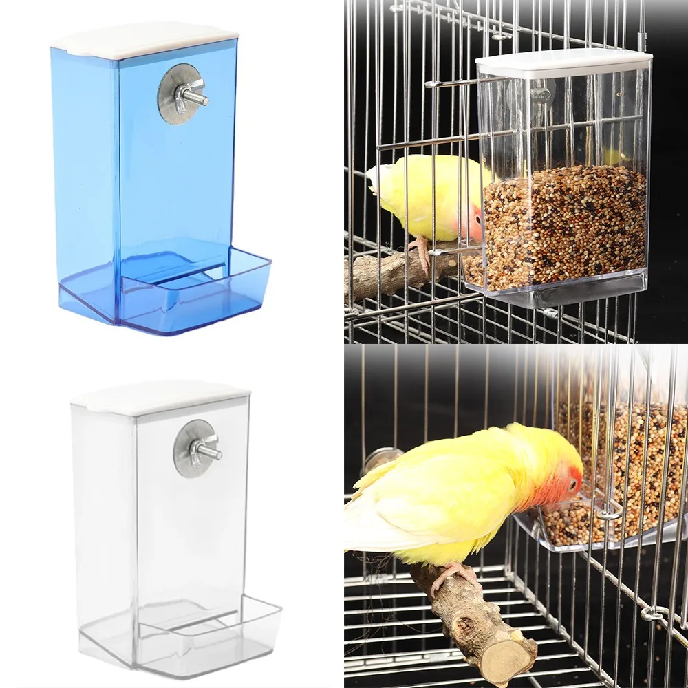 Plastic Bird Feeder Box Anti-Splash Easy to Install Bird Food Dispenser Large Capacity Parrot Feeding Box Small Medium Birds