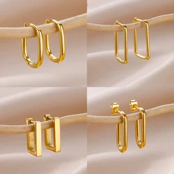 Stainless Steel Earrings for Women Gold Color Hoop Earrings 2024 Trend New in Wedding Party Couple Piercing Ear Jewelry aretes