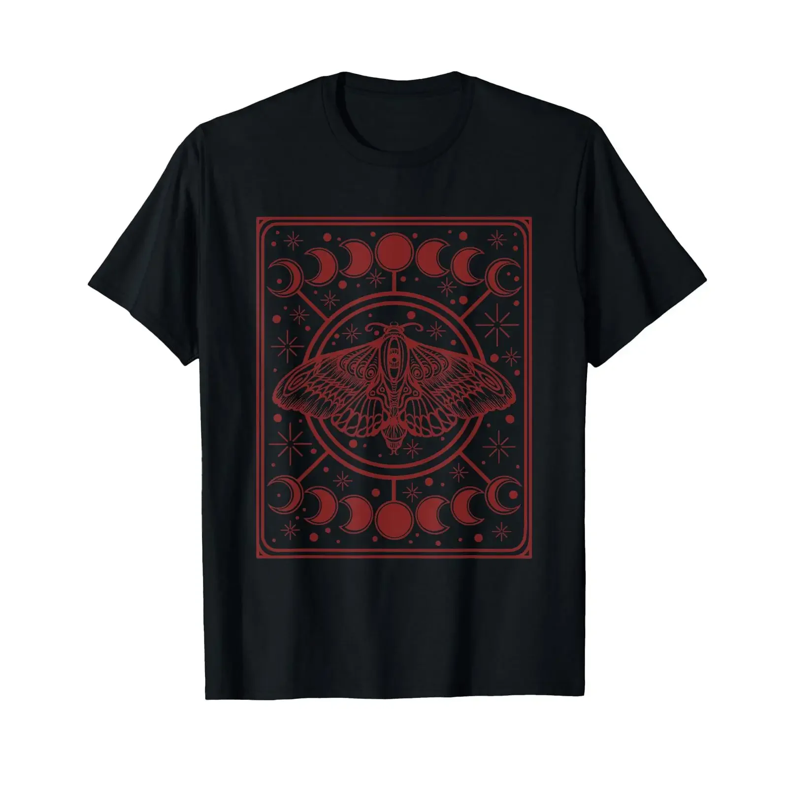 Tarot Card Witchcraft Y2K Mall Gothic Moth Moon Phases T Shirt black vintage Washed designer clothes Top For Everyday Wear Soft