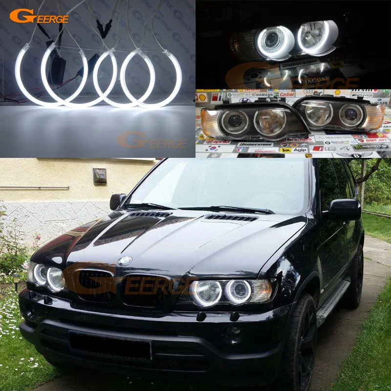 For BMW X5 E53 2000 2001 2002 2003 2004 2005 2006 Excellent Ultra Bright CCFL Angel Eyes Kit Halo Ring Car Styling Day Light