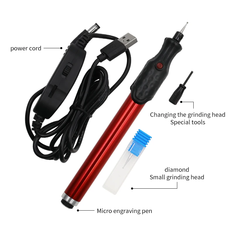 

Mini Electric Engraving Pen +5V Power Cord DIY Miniature Carving Tool for Wood Plastic Metal Glass Stone