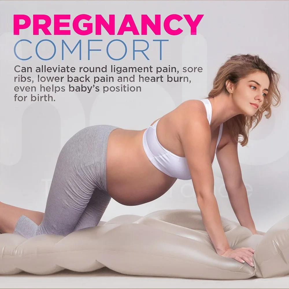 เสื่อโยคะสำหรับหญิงตั้งครรภ์ PVC แบบเป่าลมพร้อมรูสำหรับนอน ใช้เป็นที่นอนในสระน้ำได้ ให้ความสบายและอบอุ่นสำหรับคุณแม่