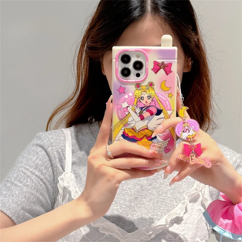 Cute Cartoon Sailor Moon Big Brother Mirror Phone Case for iPhone Apple 15 14  13 12 11 Pro Max Soft Silicone Shockproof Cover