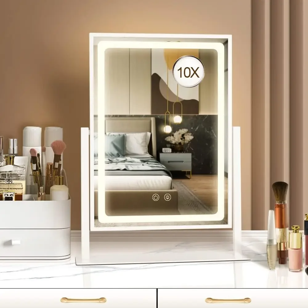 Decorative Mirrors,mirror with lights, 3 lighting modes, 10x magnifying glass, 360 ° rotation,Decorative Mirrors.