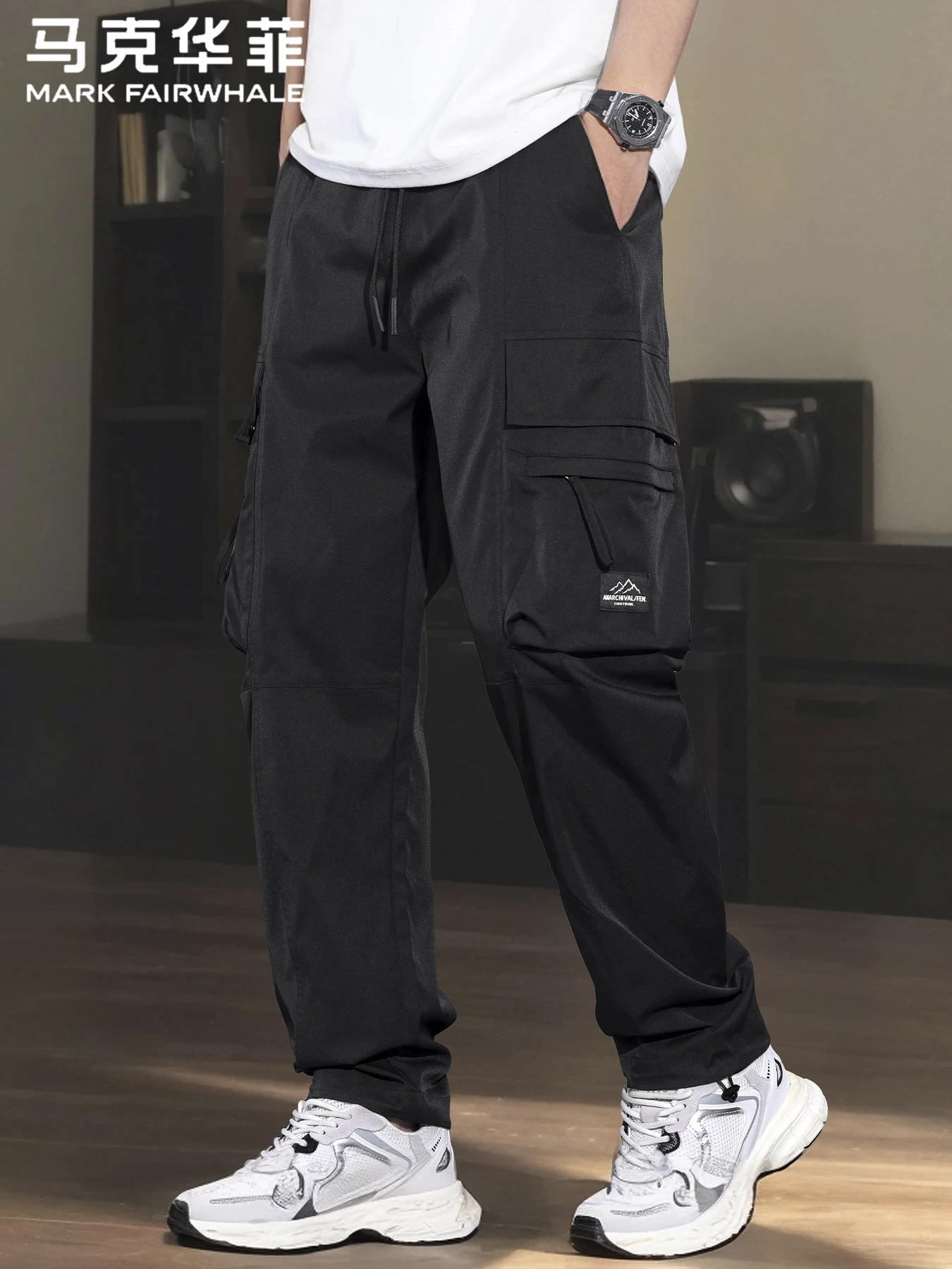 

Mark Fairwe Men's Faion Work Pants Summer Thin Loose Waist Corduroy Casual Long Trousers Trendy Straight Leg Dry Fast