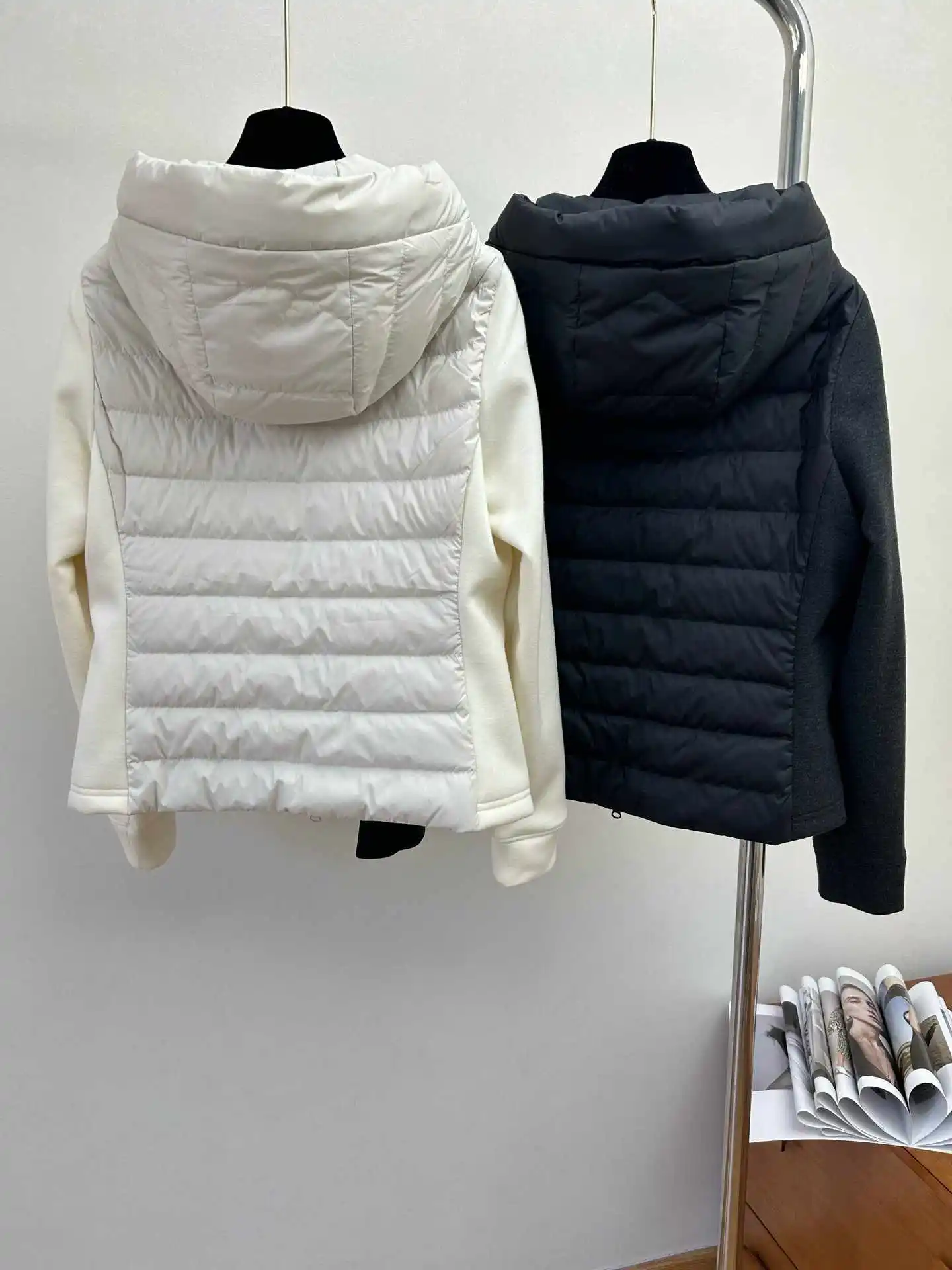 سترة شتوية نسائية بغطاء للرأس وأكمام مقسمة، ريش أوزة أبيض مضاد للتسرب 250T، معطف سترة دافئ #2