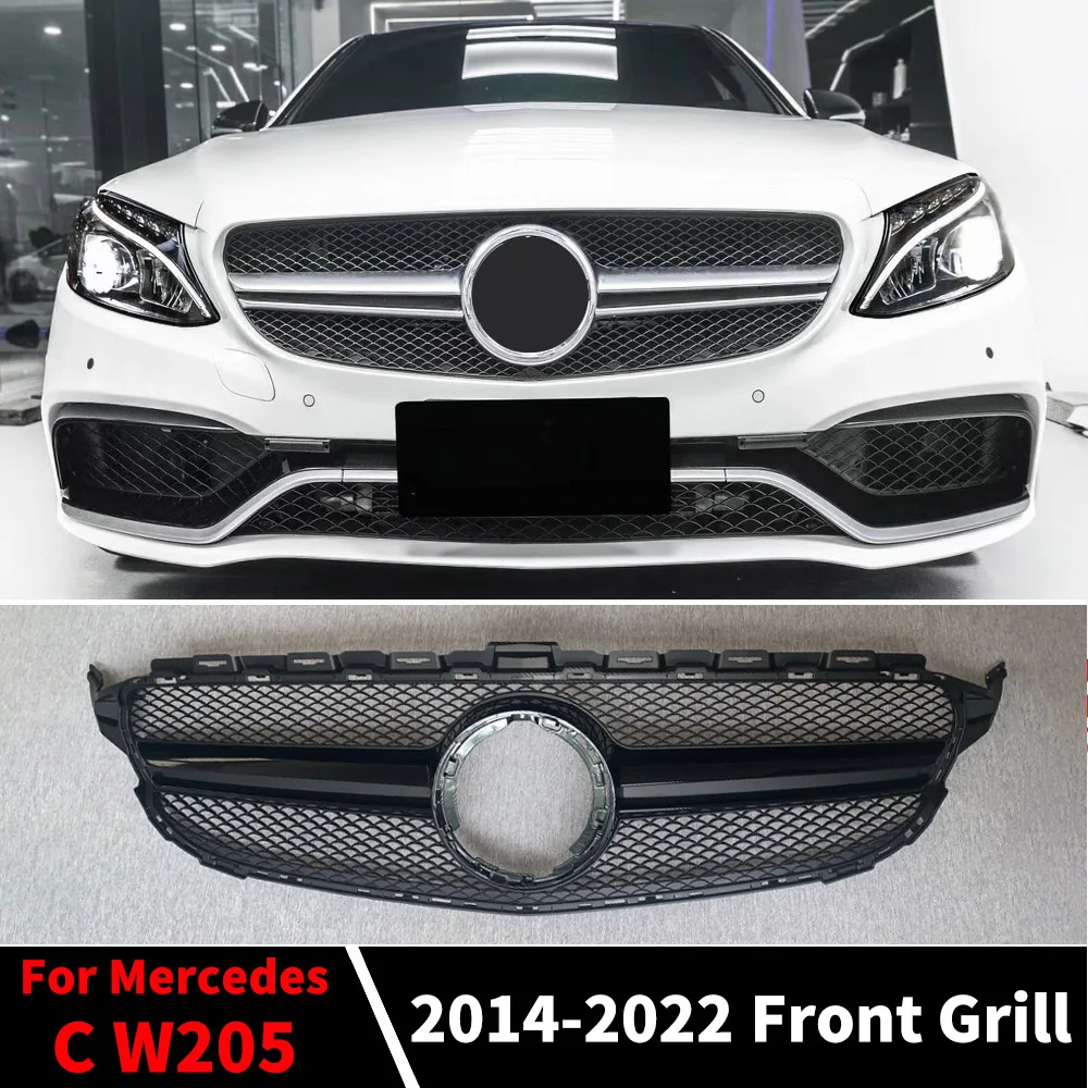 Front Inlet Grille Racing Hood Grill For Mercedes Benz C W205 C205 S205 2014-2022 C43 AMG Style Mesh Replacement Facelift Tuning