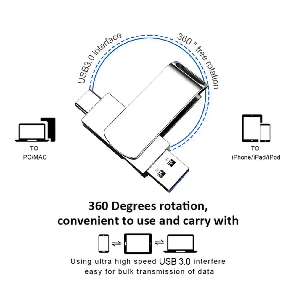 샤오미 플래시 드라이브, 고속 USB 3.0, 금속 실제 용량 메모리 스틱, 플래시 메모리 스토리지, U 디스크, 16TB, 2TB