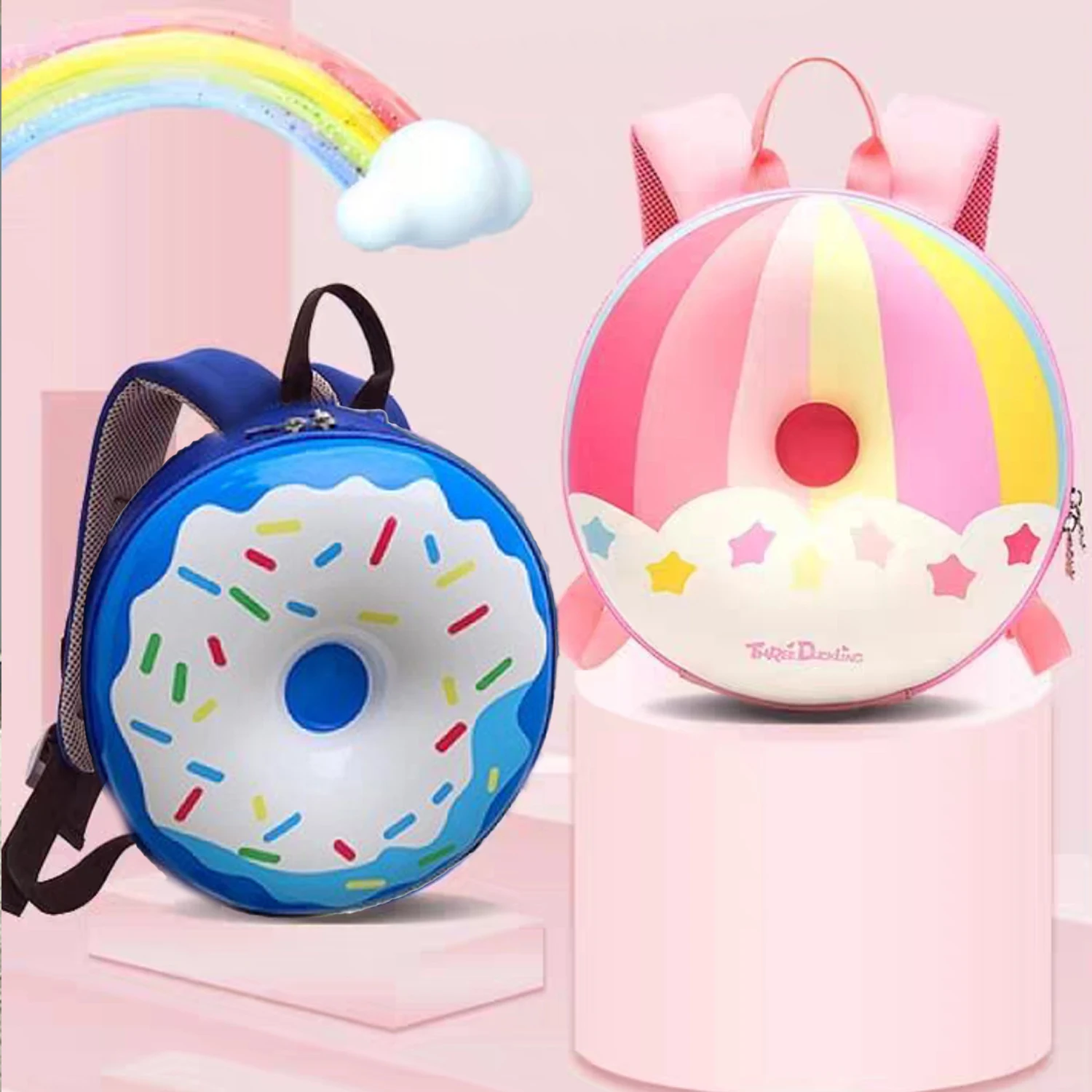 Kindergarten Baby Schoolbag Donut Eggshell Cartoon Kids Shoulder Bag Cute Boys and Girls Backpacks