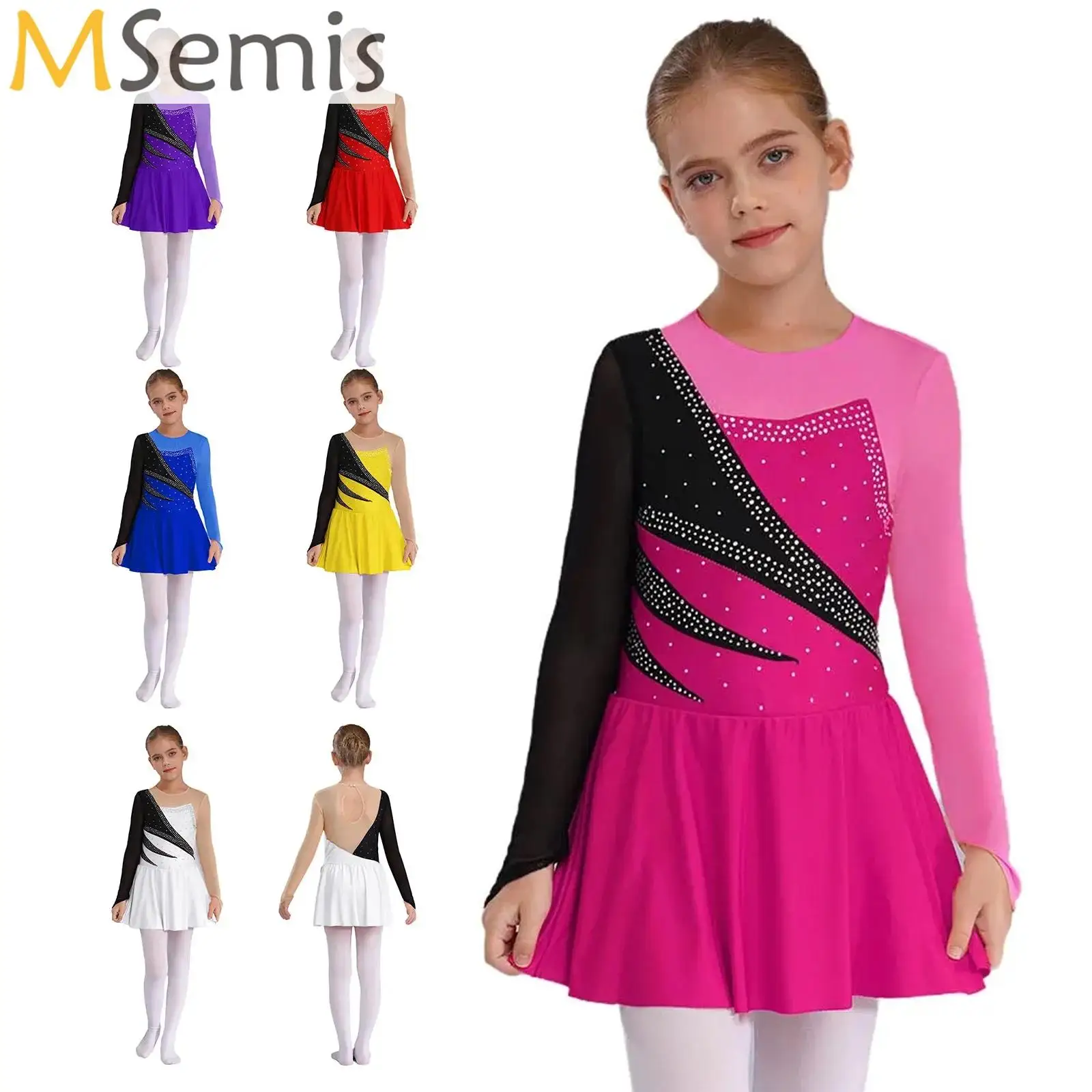 

Kids Girl Ballet Dance Jersey Gymnastics Leotard Shiny Rhinestone Lyrical Modern Dress Competition Performance Costume Dancewear