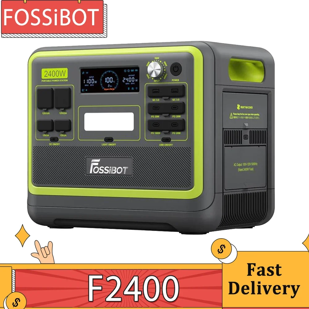 FOSSiBOT-Centrale électrique portable F2400, générateur solaire, 16 ports de sortie, batterie veFePO4, 640000 W, 2400W Patricia,