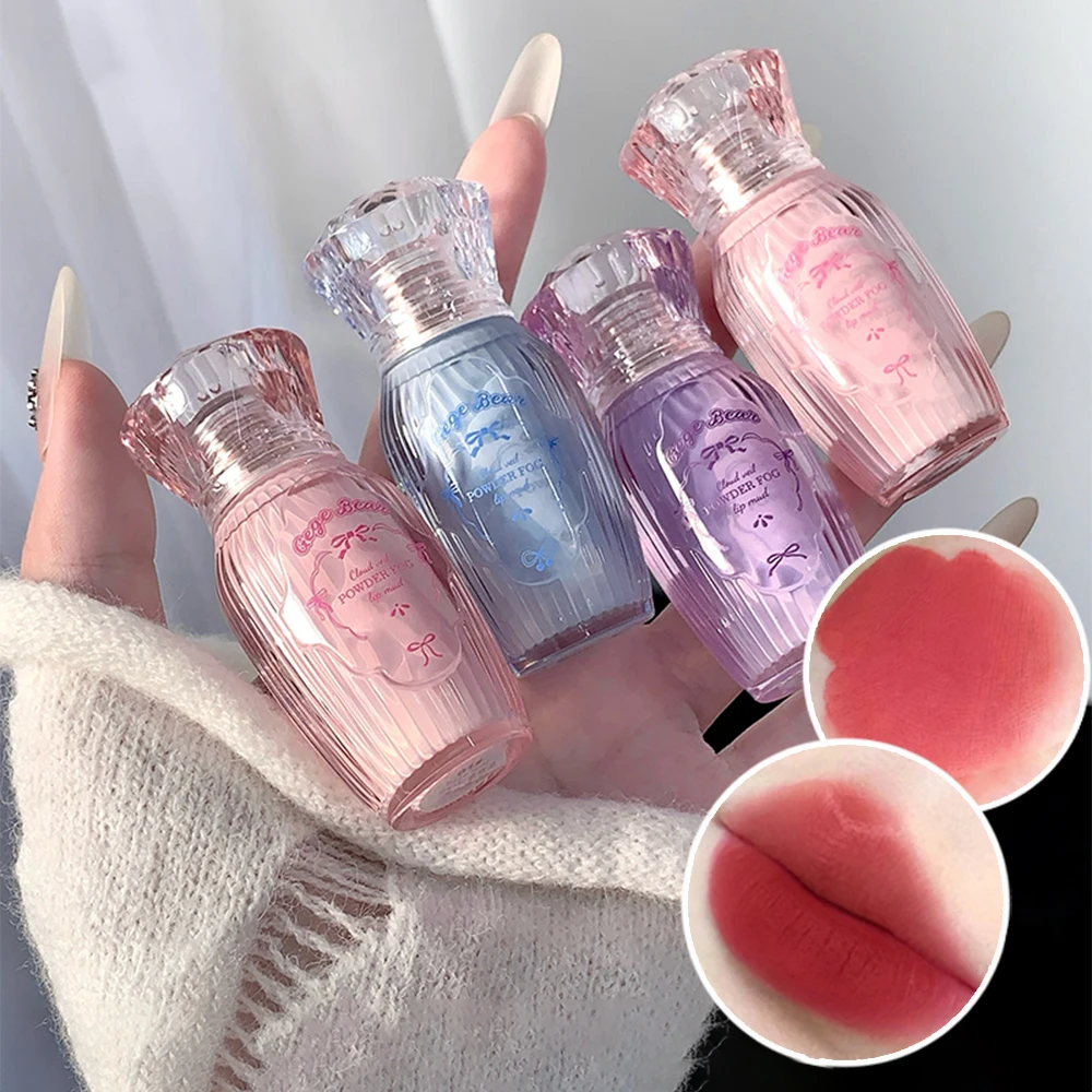Gege Bear Vase Shape Matte Lip Glaze, Matte Velvet Lip Clay Long-lasting Color Non-drying Autum Winter Lipstick