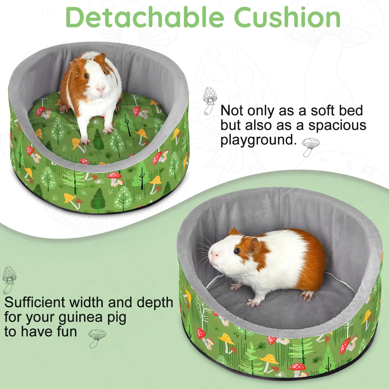 Meerschweinchen-Bett Weiches Kaninchenbett mit Dicker Abnehmbarer Matte Maschinenwaschbares Gemütliches Meerschweinchen-Haus für Hasen Rundes Schalenbett – Detail 7