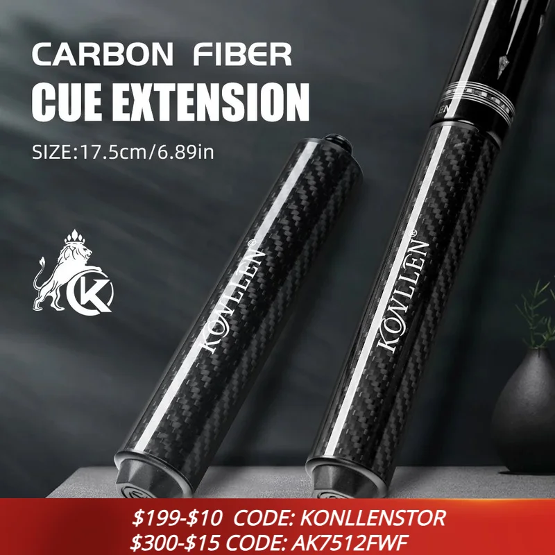 

KONLLEN Orginal Pool Cue Extension 6" Carbon Fiber Extension with Bumper for KONLLEN Cues Billiards Accessories