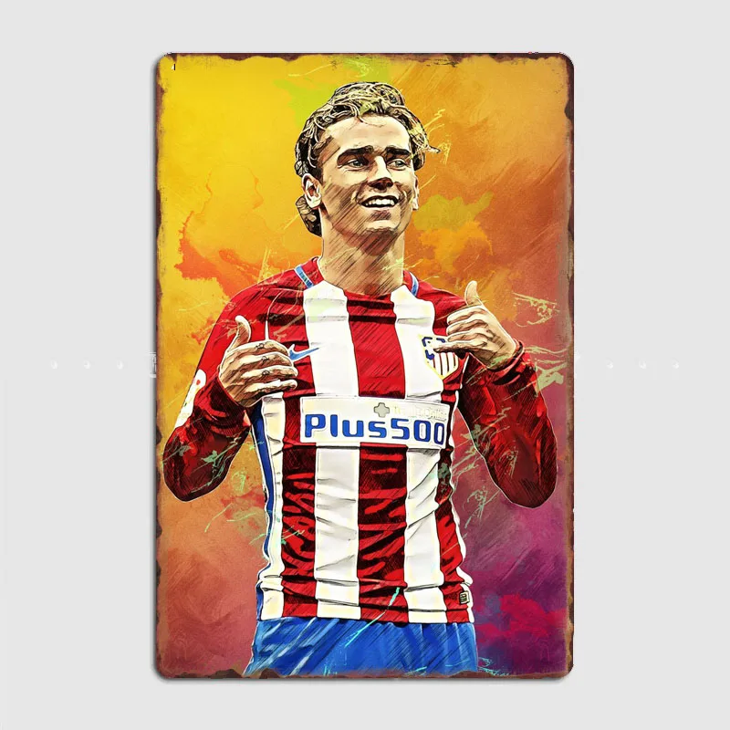 Antoine Griezmann Football Sport Player Retro Posters Metal Sign Custom Garage indoor Wall Room Decor Tin Vintage Home Decor