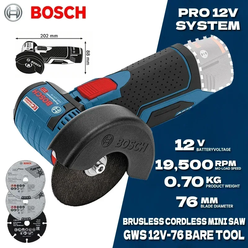 BOSCH GWS 12V-76 Cordless Mini Saw Rechargeable Metal Plastic Wood Cutting Machine Household Woodworking Bosch Power Tools