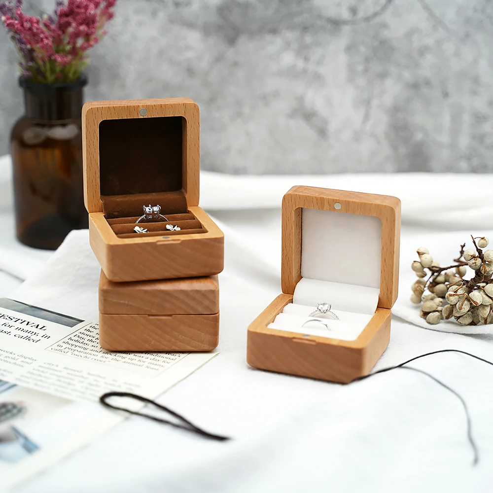 Boîte à matiques en bois portable, rangement pour matiques de fiançailles et cérémonie de mariage, étui à perles rustique, cadeaux de proposition