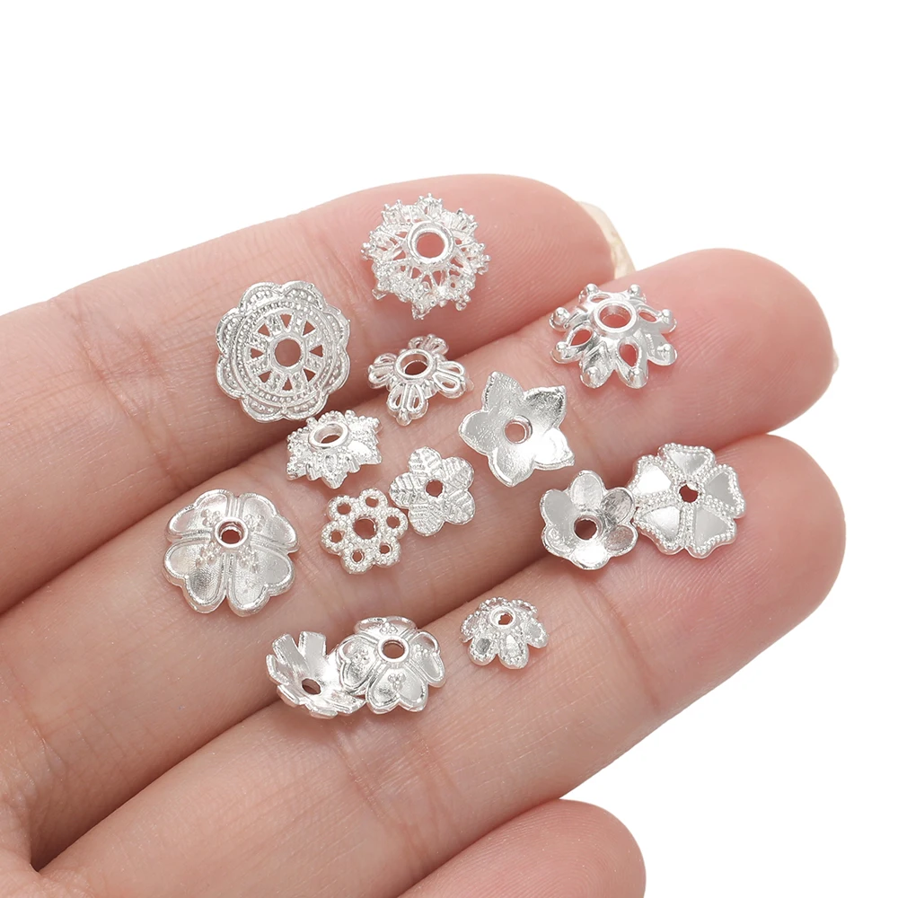 50 قطعة سبائك زهرة شكل الخرز نهاية غطاء الجوف زهرة معدنية خرزة ساحرة قبعات ل سوار ذاتي الصنع قلادة صنع المجوهرات اكسسوارات #6