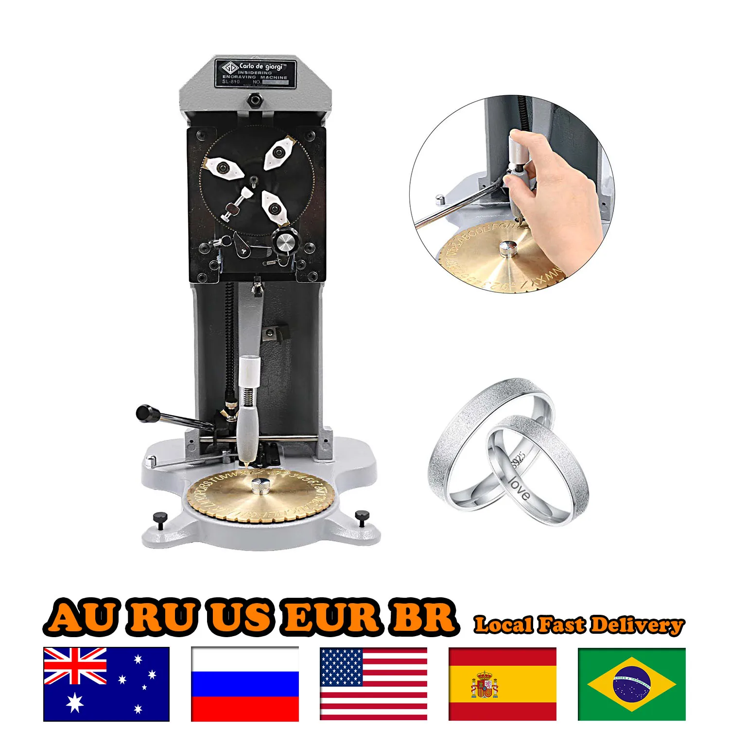 Ring Engraver for Inner Engraving Inside with Letter Block Dial Ring Engraving Machine for Jewelry Inner Engraving Making Tools