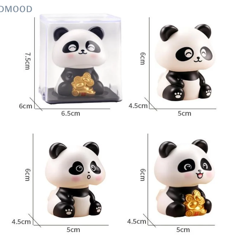 [CR]1Pcs Solar Energy Panda Doll Lucky Car Decoration Cute Shaking Head Panda Figure Ornament Collection Model Creative Gifts