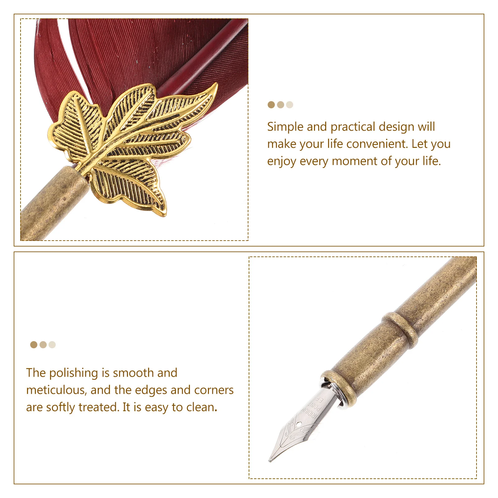 

Декоративный внешний вид, простой стиль, ручка для окунания, искусственный шлейф, металлическая многоразовая ручка для каллиграфии, подарок на день рождения, деловое письмо