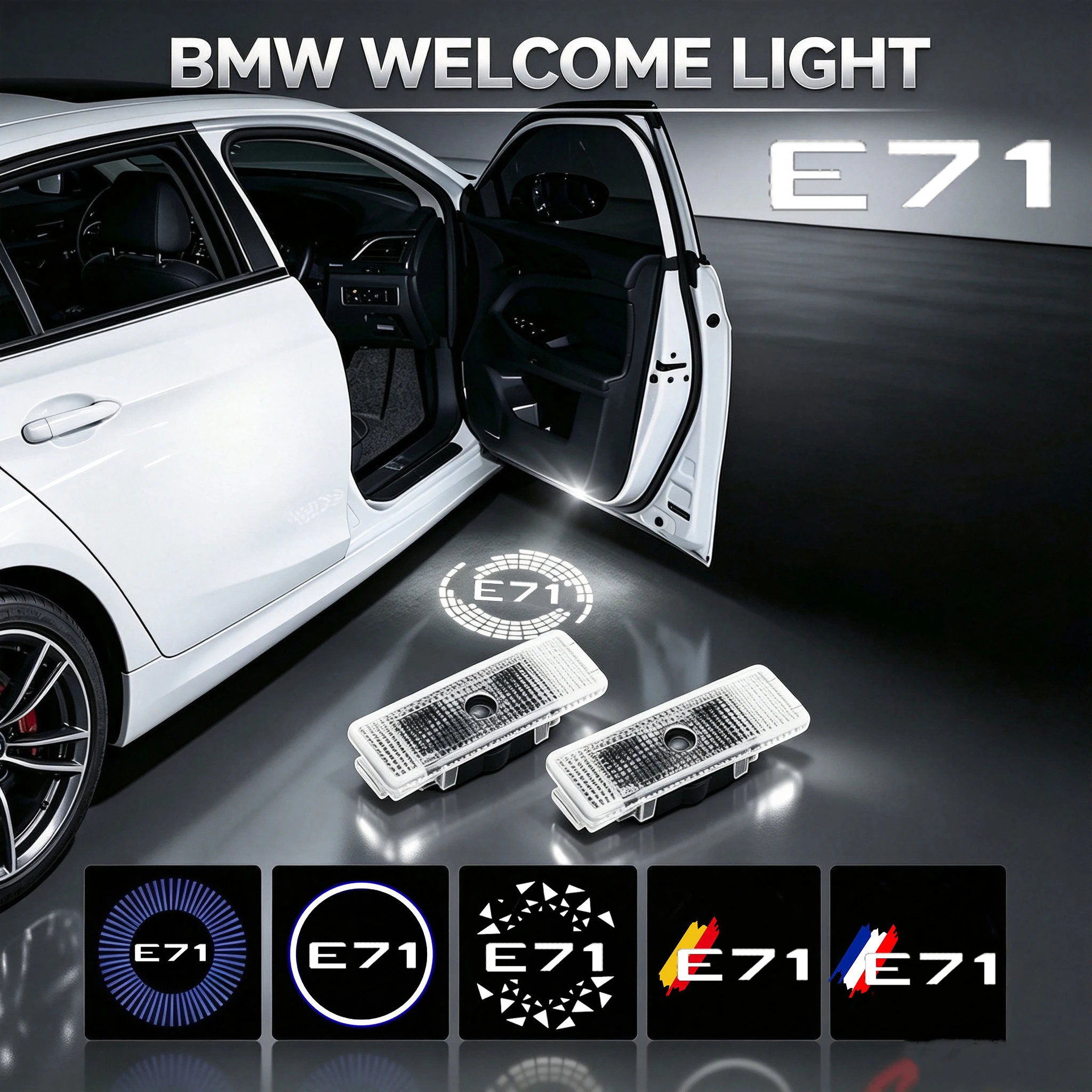 2PCS LED Car Door Ghost Shadow Welcome Lights For BMW X6 E71 2008‑2022 Courtesy Badge Projector Lamp Auto Decor Accessories