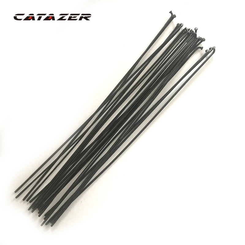 12 Pcs J-bend Spokes Pillar 1432 Aero Flat Spoke Stainless Steel Black Rays 210mm-302mm  Bicycle Spokes with Nipples