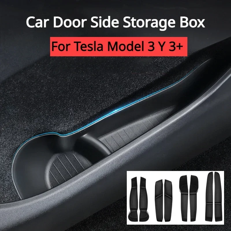 

Door Side Storage Box Front Rear Door Handle Armrest Tray Organizer For Tesla Model 3 Y 2021-2023 For New Model 3+ Highland 2024