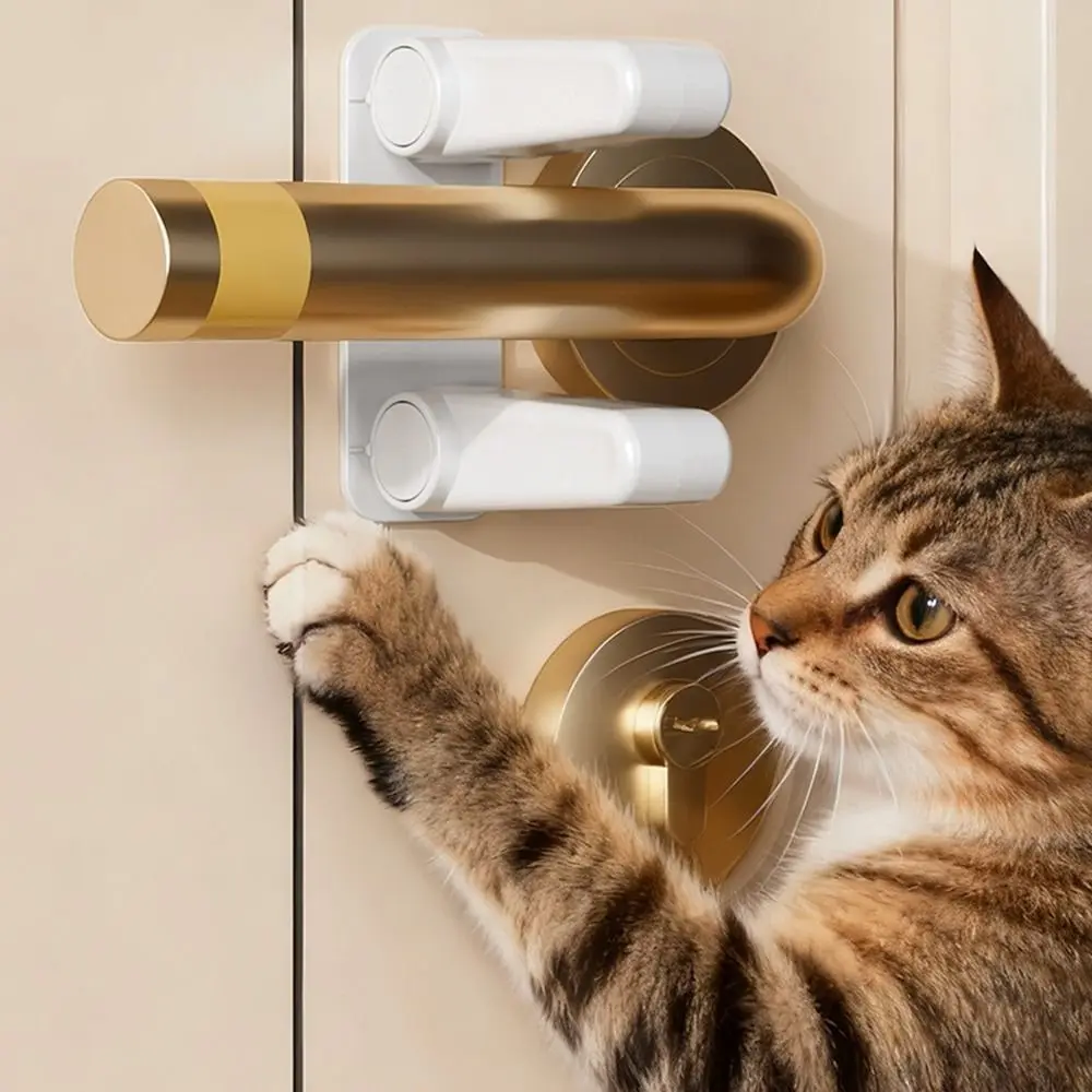 

2Pcs Strong Adhesive Childproof Door Handle Lock No Drill Strong Load-bearing Cabinet Locks Easy One-Hand Operation Tool-free