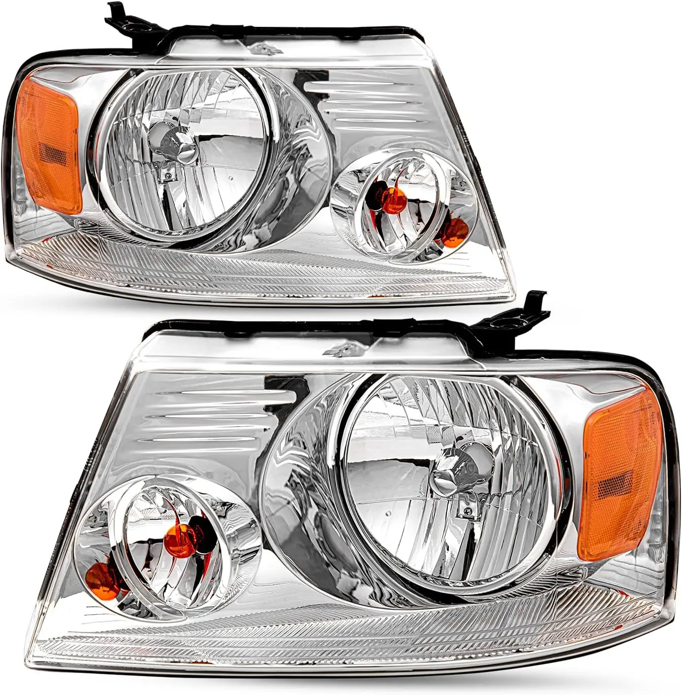 

Фара в сборе, совместимая с Ford F150 Pickup 2004-2008 годов / Lincoln Mark LT 2006-2008 годов со стороны пассажира и водителя (хромированный дом