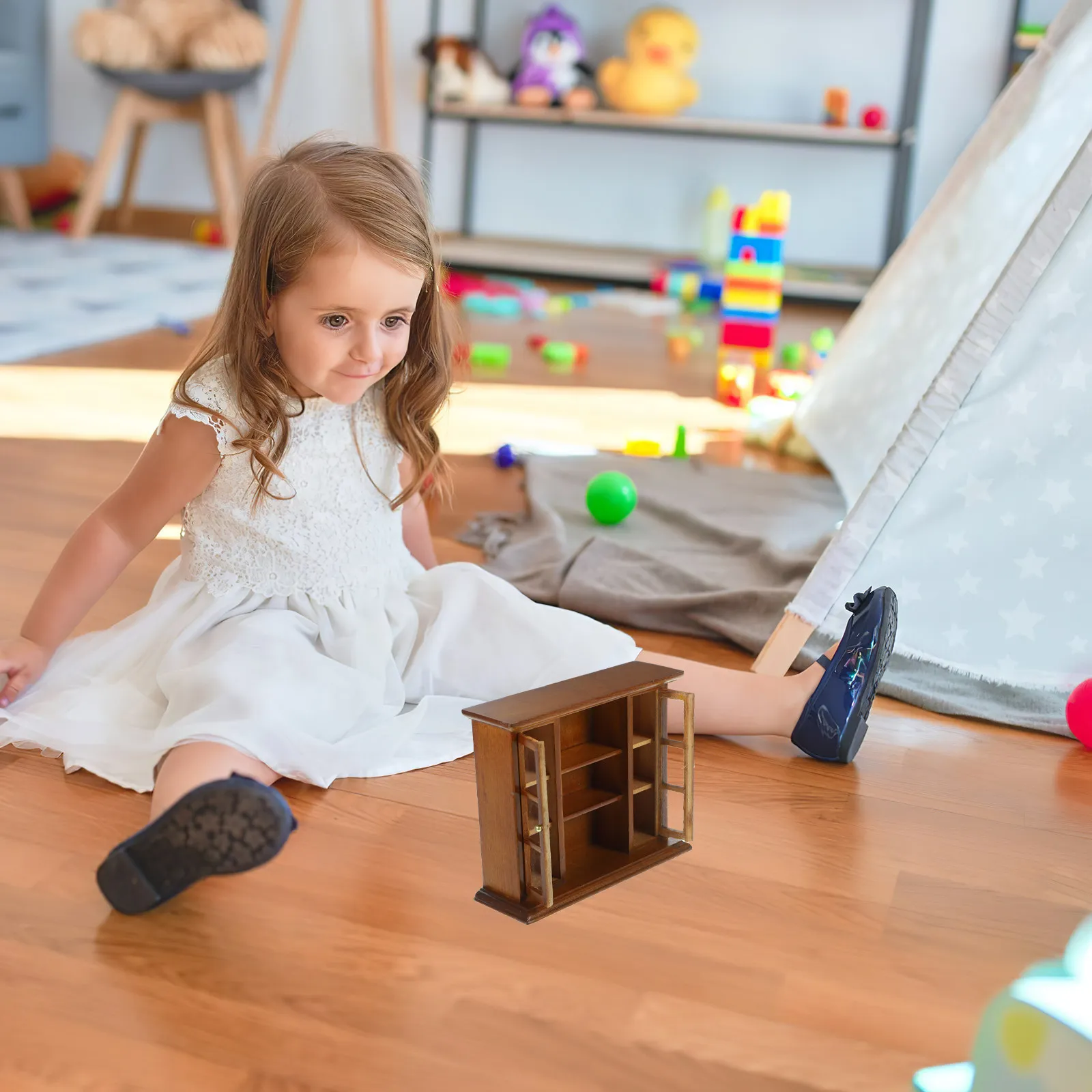 

Wall Mount Miniature Fireplace Cabinet for 1:12 Dollhouse Interiors Realistic Detail Living Room Decor Home Setup Furniture