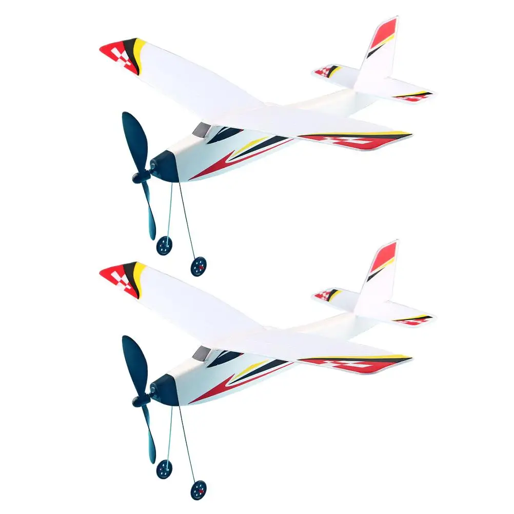 

2 Pcs Foam Plane Educational Assemble Aircraft Kids Toys Rubber Band Powered Airplane Glider Flying Model Flight