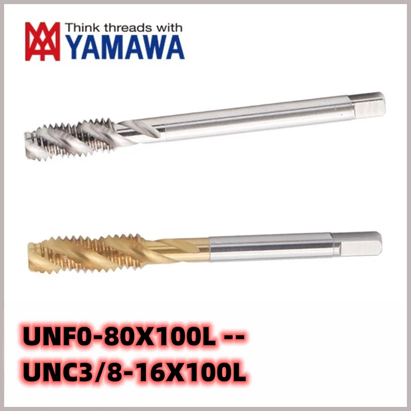 

YAMAWA HSSE Lengthen 100MM American Spiral Fluted Tap TIN-Coating UNF UNC 0-80 2-56 4-40 8-32 10-24 1/4 5/16 Screw Thread Taps