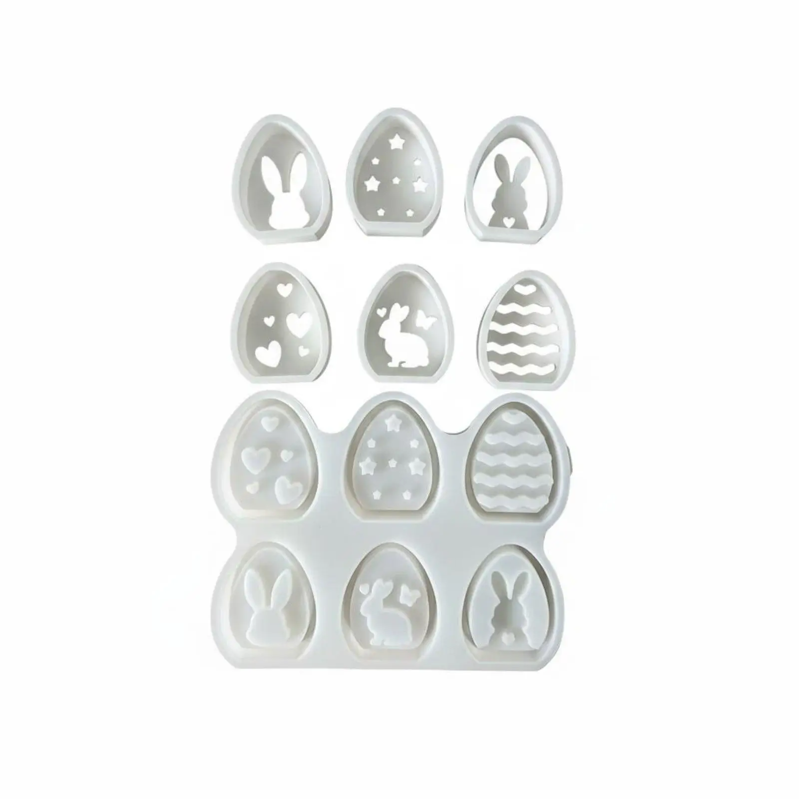 Silicone Easter Mold Versatile Craft Form 3D Hollow Egg Casting Tool for Epoxy Plaster Soap Beeswax Seasonal Decor