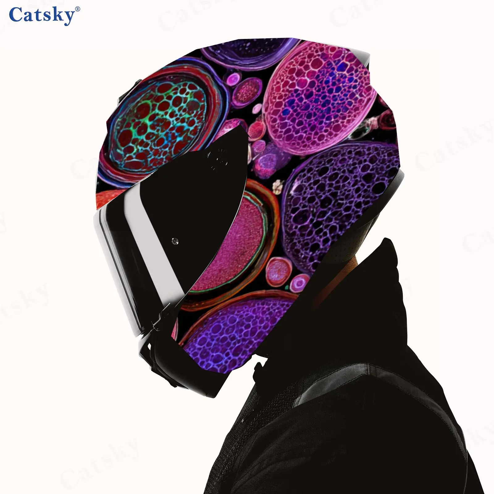 Etiqueta engomada impermeable autoadhesiva del casco de la motocicleta del material del PVC del patrón circular, pega firmemente y no caiga, impermeable y w