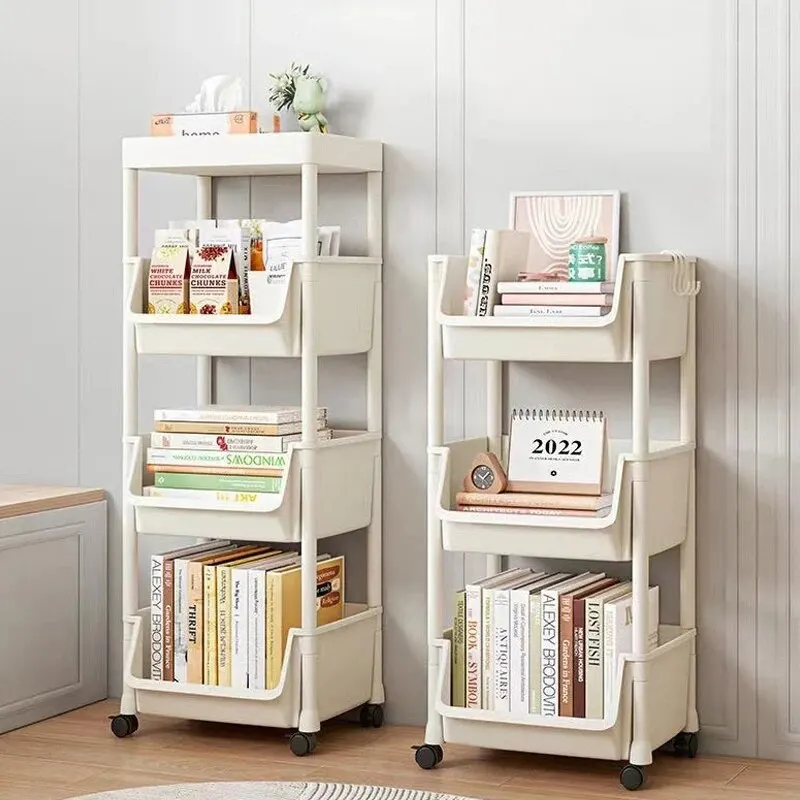 Mobile Storage Rack Trolley Multi-layer Kitchen Trolley Thicken Metal Cart Snacks Storage Rack with Wheels