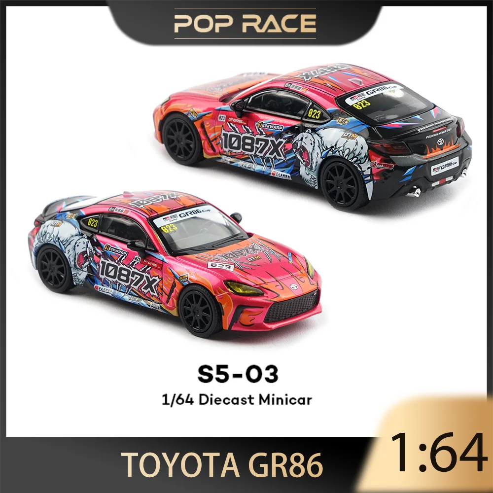 

POP RACE 1/64 Toyota-2025 GAZ00 Racing GR86 Кубок КИТАЙ 1087X Extreme Flame Allo Премиум литая под давлением модель автомобиля игрушки Коллекционные