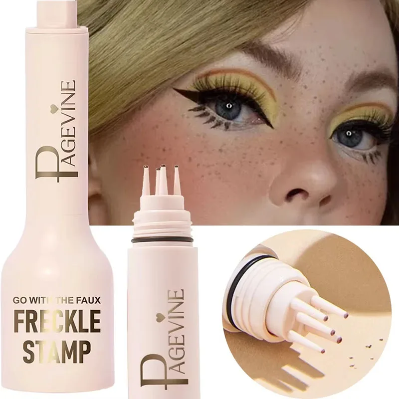 Caneta de carimbo de sardas de cinco pontos, simulação natural, líquido instantâneo, pente de ponto falso, vedação à prova d'água, ferramenta de maquiagem de secagem rápida