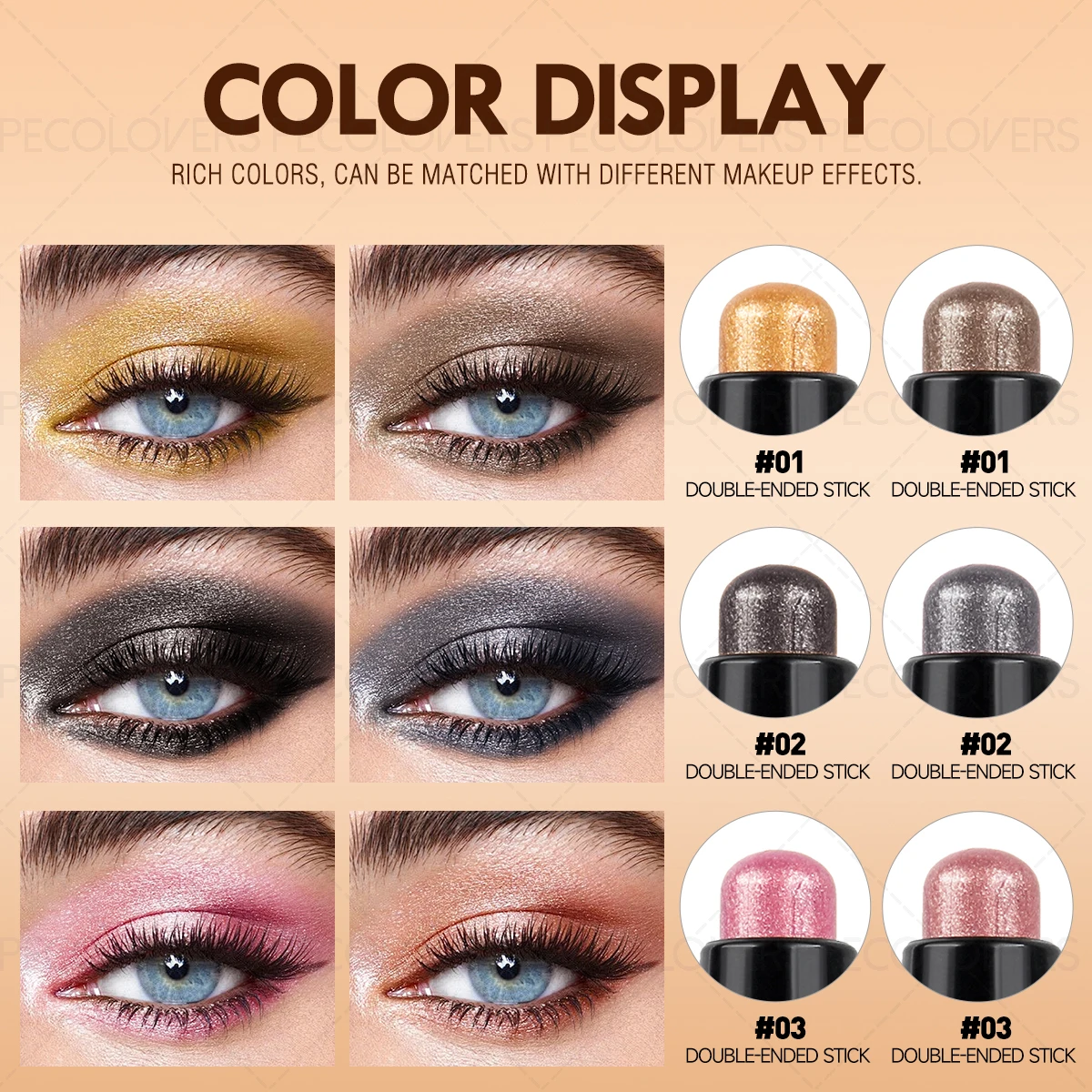 1 Pcs Dual-ended Eyeshadow Pen, Shimmer Shiny Eyeshadow Stick, Eye-catching Eyeshadow Makeup, Music Festival Makeup Party Makeup