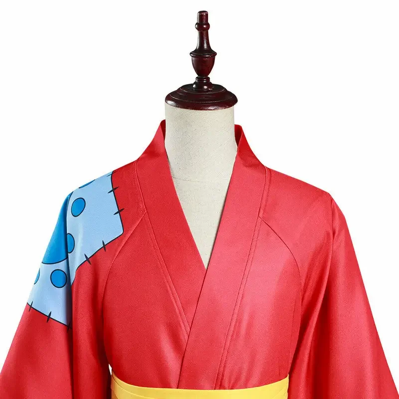 Disfraz de Anime Wano Country Monkey D. Luffy Cosplay Kimono para hombre adultos cárdigan rojo disfraces de Halloween